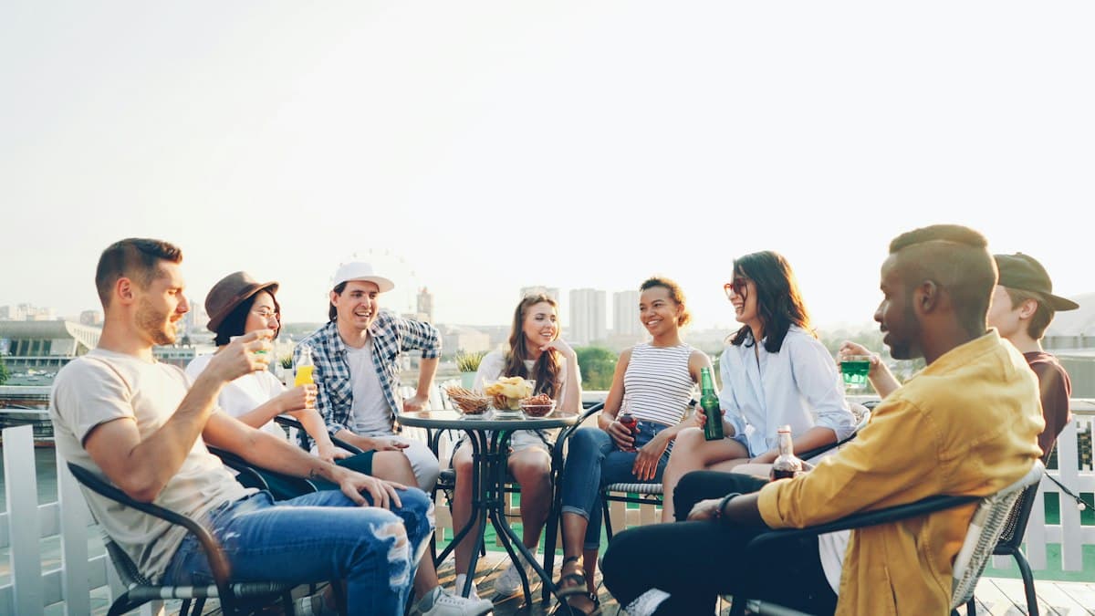 Friends relaxing together outdoors